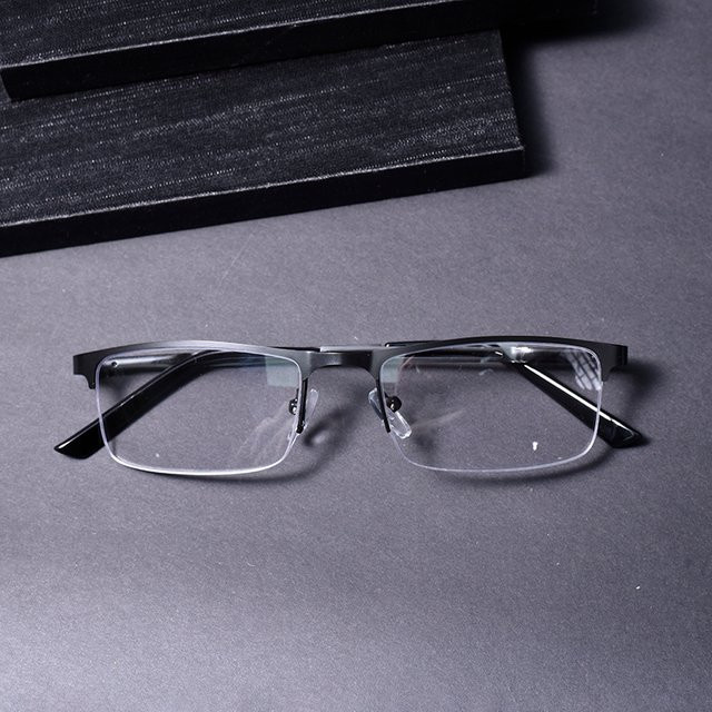 May Flower Lesebrille, Halbrand, Metall, Schwarz, Unisex, rechteckig - Bild 1