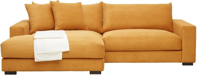 Mömax Wohnlandschaft Pedro L-Form in Gold und Orange mit Cordbezug, Breite: 265 cm, Tiefe: 180 cm, Höhe: 83 cm - Bild 1