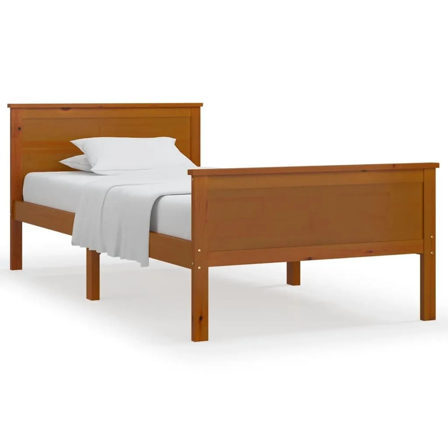 vidaXL Massivholzbett aus Kiefernholz in Honigbraun, rustikales Bett B: 100 cm, L: 200 cm - Bild 2