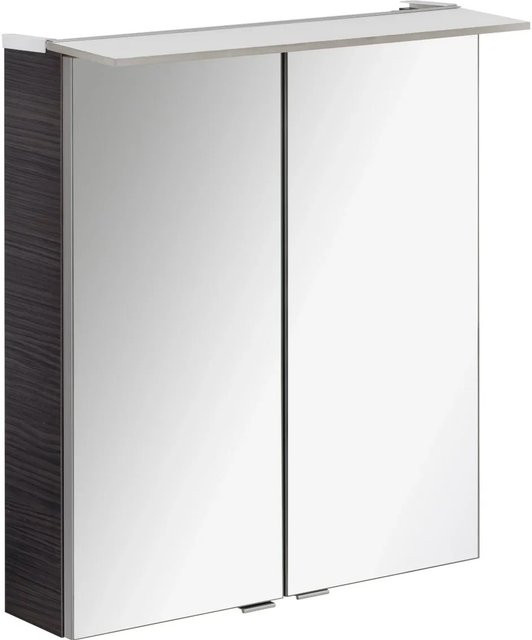Fackelmann Spiegelschrank b.perfekt mit LED-Beleuchtung und Softclose-Türen, Grau/Braun, B/H/T: 60 x 69 x 23,1 cm - Bild 1