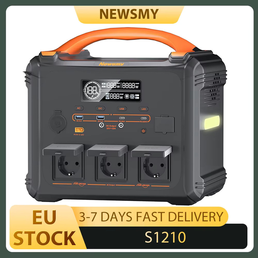NEWSMY S1210 Tragbare Powerstation mit 2000W Leistung, 3000W Spitzenleistung, 1102,5Wh LiMnFePO4-Akku, 1300W AC Schnellladung und MPPT Solargenerator - Bild 2