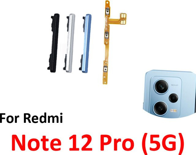 Xiaomi Redmi Note 12 Pro 5G Ersatzteil Set: Lautstärketasten, Seitentasten, Ein/Aus-Schalter und Power-Flexkabel in Schwarz - Bild 1