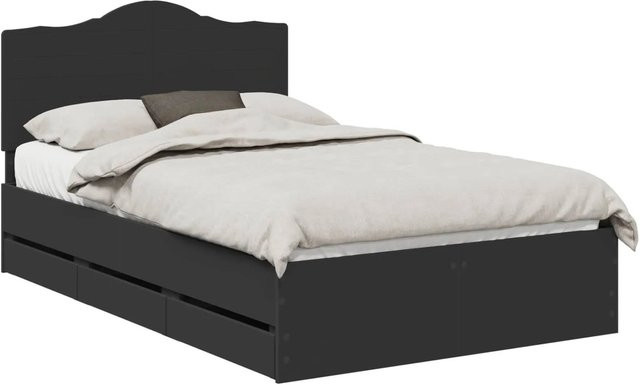 vidaXL Bettrahmen mit Schubladen in Schwarz aus Holzwerkstoff, B/T/H: 120 x 200 cm - Bild 1