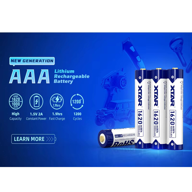 XTAR AAA Li-Ionen Akku 1,5V 1000mAh mit LED-Anzeige in Blau - Bild 3