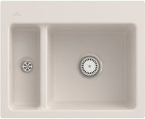 Villeroy & Boch Subway 60 XM Flat bündige Keramikspüle mit Ablaufgarnitur und Handbetätigung in Beige - Bild 1