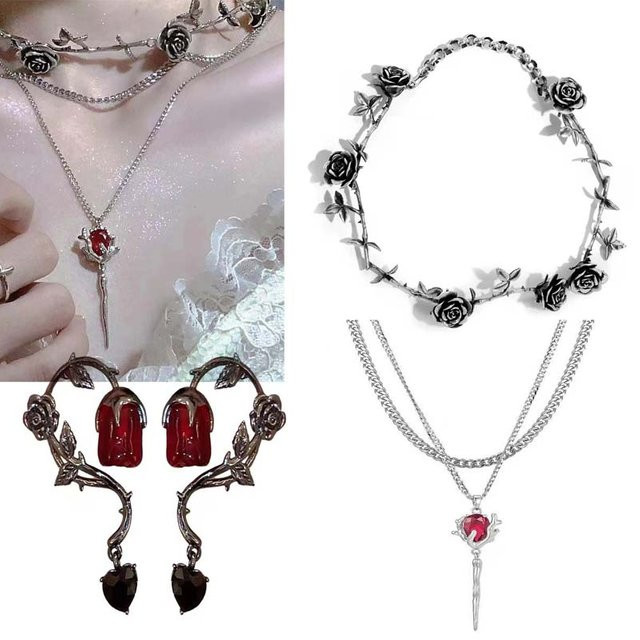 HUASIYI Schmuckset, Halskette, Ohrringe, Silber, Kristall, Unisex - Bild 1