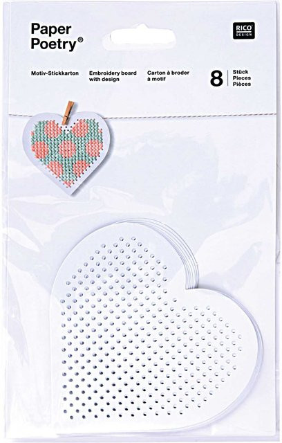 Rico Design Paper Poetry Stickkarton Herzen, 8 Stück, Multicolour, B: 20,5 cm, H: 12,5 cm - Bild 1