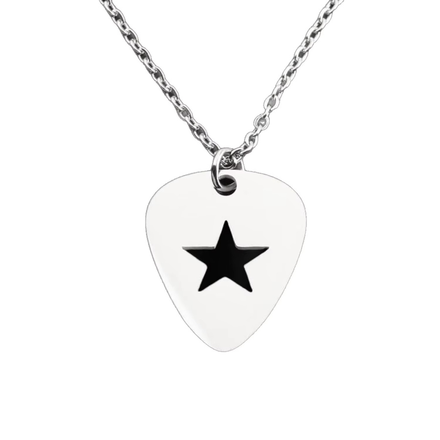 imixlot Halskette, Edelstahl, Silber, Gitarrenplektrum-Anhänger, Herren - Bild 4