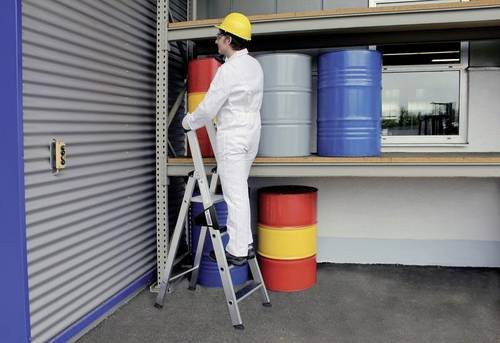 MUNK Günzburger Steigtechnik Clip-Step Aluminium Stehleiter mit 6 Stufen in Silber, maximale Arbeitshöhe: 3,5 m - Bild 1