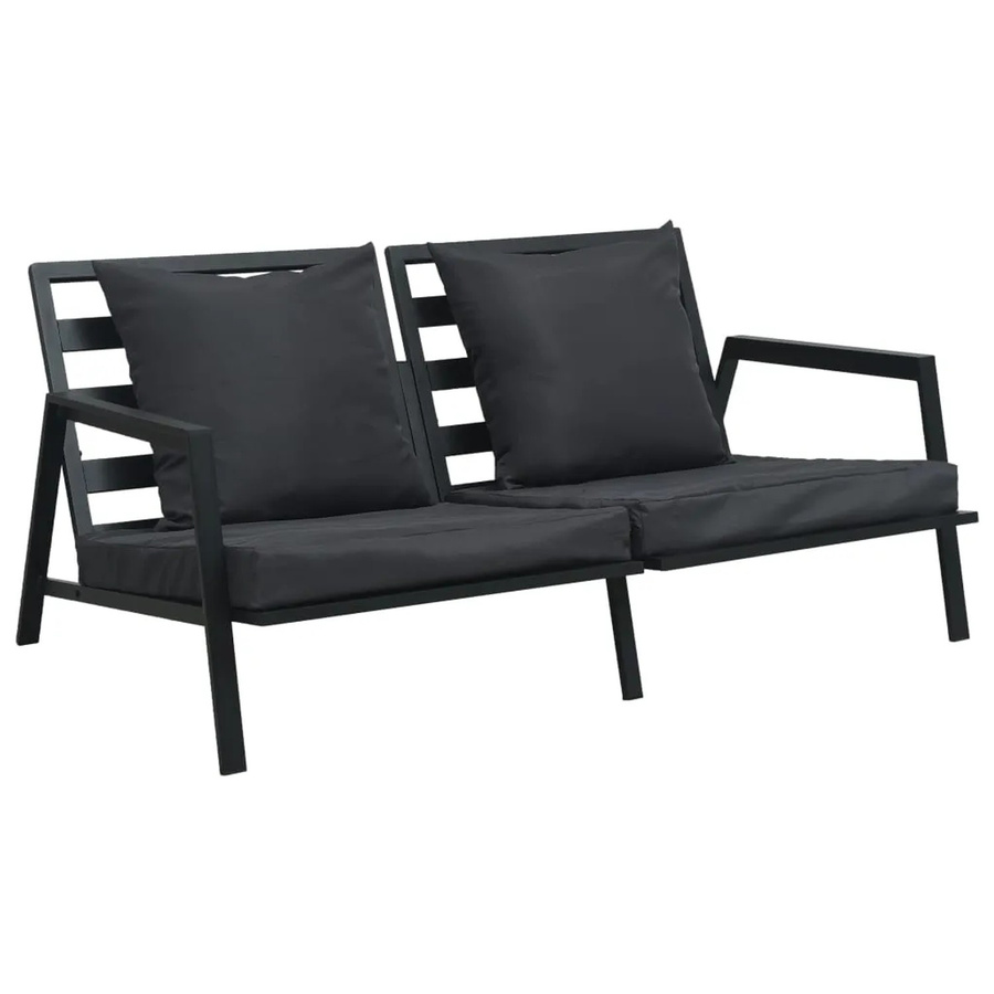 vidaXL 4-tlg Garten-Lounge-Set aus pulverbeschichtetem Aluminium mit Auflagen in Anthrazit und Schwarz - Bild 1