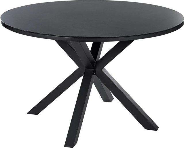 Beliani Runder Tisch MALETTO Modern in Schwarz mit Glasplatte und Metallgestell, Durchmesser: 120 cm, Höhe: 75,5 cm - Bild 1