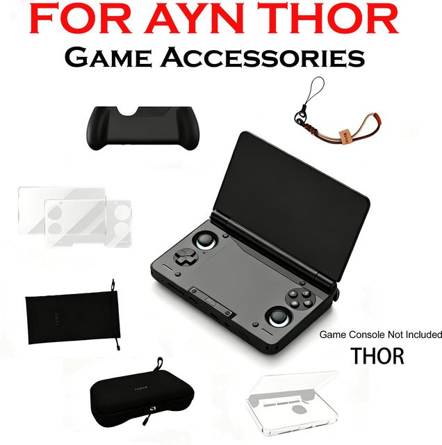 AYN THOR Dual Screen Flip Up Handheld Gaming-Gerät Schutzhülle Aufbewahrungstasche mit Lanyard in Schwarz - Bild 1