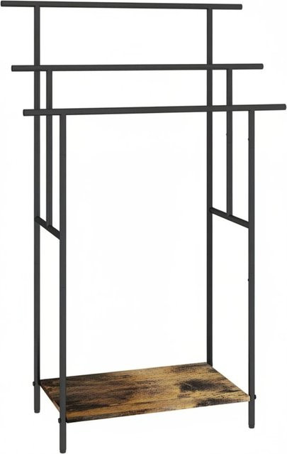 Relaxdays Handtuchständer mit Ablage aus Stahl im Industrial-Design, Schwarz/Dunkelbraun, B: 100 cm, H: 68 cm, T: 30 cm - Bild 1