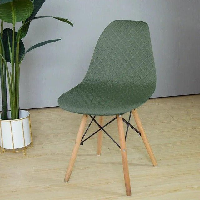 BC-Warm Home Elastischer Schalen-Stuhlbezug aus Jacquard in Grün, Verstellbarer Stretch-Schonbezug für Esszimmerstühle - Bild 1