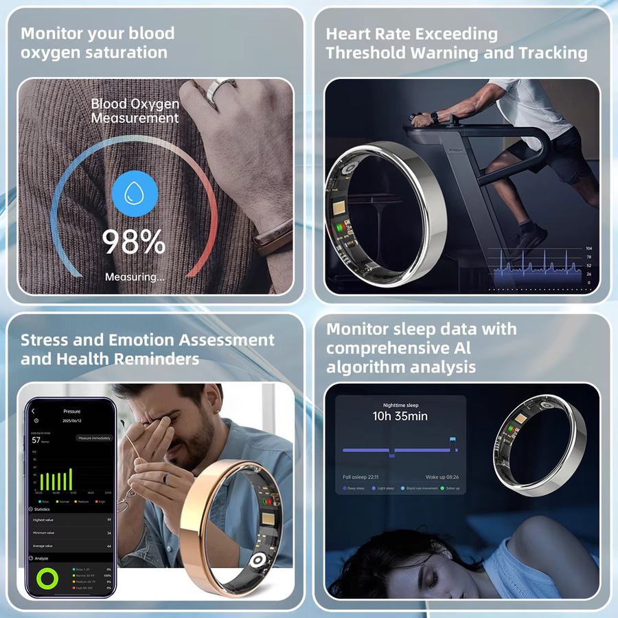 SIMSONLAB Smart Ring in Schwarz mit Herzfrequenz- und Blutsauerstoff-Monitor, 5ATM wasserdicht und mit Gestensteuerung für Sport und Gesundheit - Bild 3