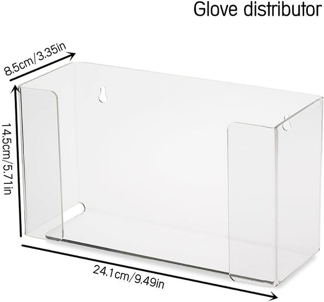 TOMTOP JMS Wandhalterung für Einweghandschuhspender aus Acryl, transparent und weiß, selbstklebend, B/H/T: 24,1 x 14,5 x 8,5 cm - Bild 1