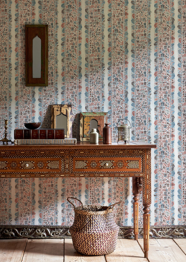 Lewis & Wood Tapete Ravi Ribbon in Blue Almond mit floralem Muster und Vliesbeschichtung, Breite: 134 cm - Bild 1
