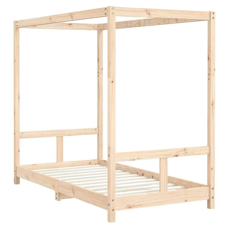 Vidaxl Kinderbettrahmen Himmelbett aus Kiefer Massivholz in Natur, B/T/H: 160 x 80 x 0 cm - Bild 2