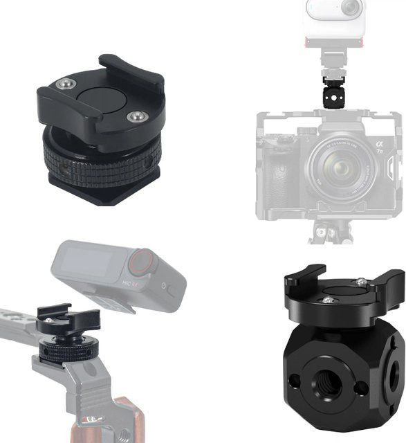 Kaltschuh-Montageadapter in Schwarz für DJI Mic, DJI Mic 2, Hollyland und Rode Wireless Lavalier Mikrofon-Empfänger mit 1/4 und 3/8 Cube Mount - Bild 1