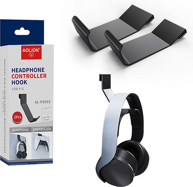 Aolion Halterung für PS5 Controller und Headset, 2er-Set, Schwarz - Bild 1