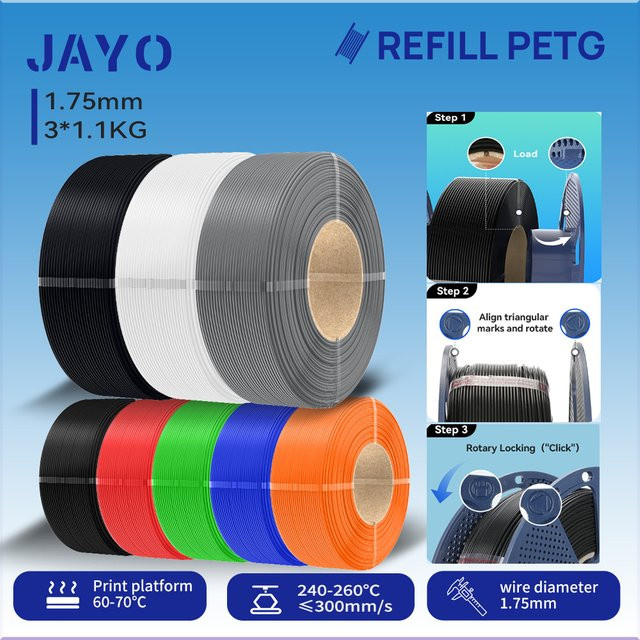 JAYO PETG Filament 1,75mm für FDM 3D-Drucker, Nachfüllpackung 3,3 kg - Bild 1