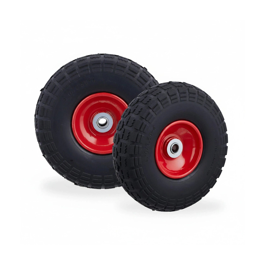 Relaxdays Sackkarrenrad Set aus PU Vollgummi, 2er Pack, Schwarz-Rot, Durchmesser: 26 cm, Breite: 8,5 cm - Bild 2