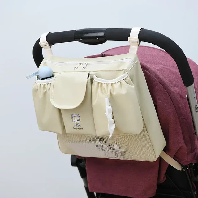 Wasserdichte Windel Caddy Aufbewahrungstasche für den Kinderwagen als Organizer für Baby Zubehör in Beige - Bild 1