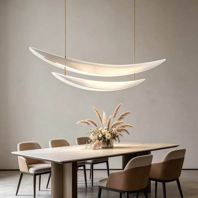 JIANKEXING Pendelleuchte im Segelboot-Design mit Streifenmuster in Weiß und Gold/Messing für Wohnraum, Restaurant oder Bar - Bild 1