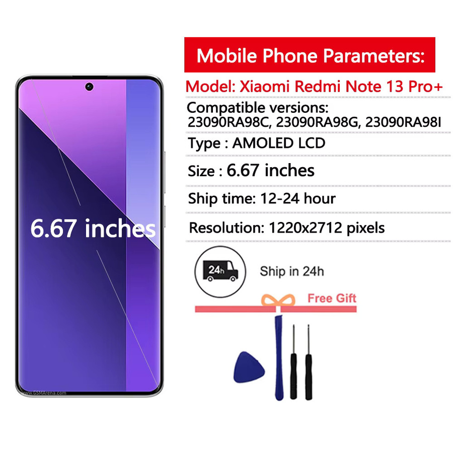 Xiaomi Redmi Note 13 Pro+ 5G AMOLED Display Ersatz mit Touchscreen Digitizer - Bild 2