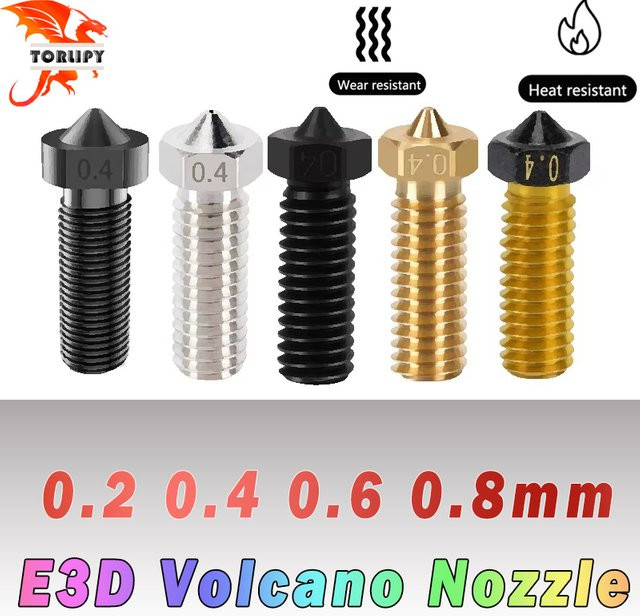 E3D Volcano Düse aus Hartstahl und Messing mit PTFE-Plattierung für FDM 3D-Drucker, kompatibel mit Vyper, Artillery, Sidewinder X1, X2 und Genius Pro Hotends - Bild 1