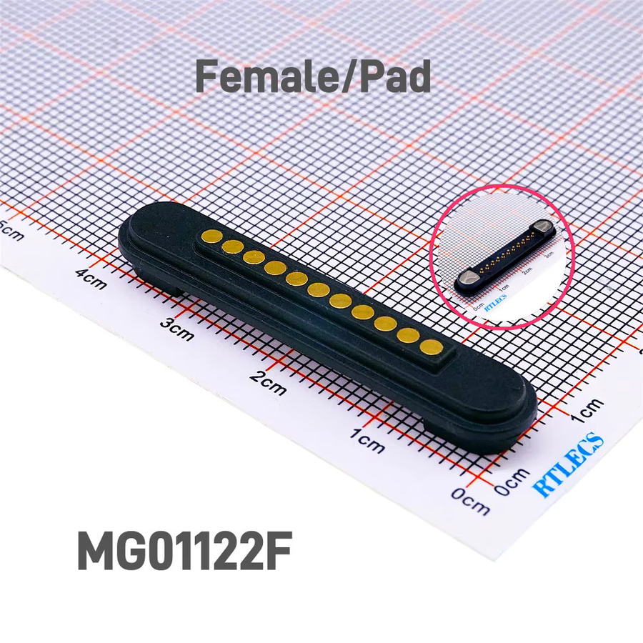RTLECS Magnetischer Pogo Pin Stecker mit 11 Pins, Federbelastet, Männlich und Weiblich, Schwarz, 3A 12V DC, Wasserdicht mit Gitter Durchgangsloch - Bild 2