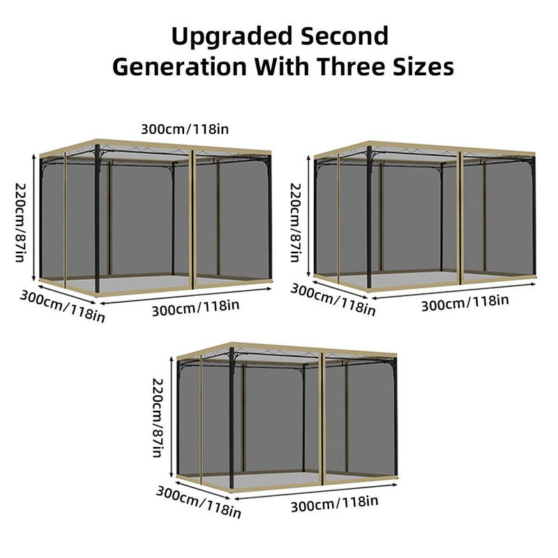 Aimo Moskitonetz für Terrassenüberdachungen und Verandas aus Polyester, Farbe: Braun/Beige, B x H: 300 x 360 cm - Bild 5