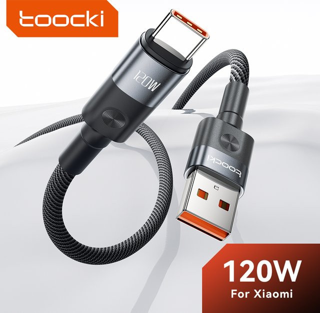 Toocki USB auf USB-C Ladekabel 6A Ultra-Schnellladekabel für Xiaomi Mi Pro Redmi Turbo Charge 120W, Schwarz - Bild 1