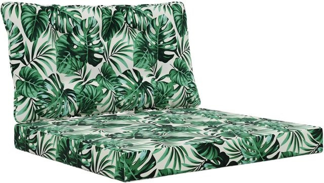 vidaXL Sofakissen für Draußen 2-teiliges Set mit Blattmuster aus Polyester, Mehrfarbig, B/H: 68,5 x 68,5 cm - Bild 1