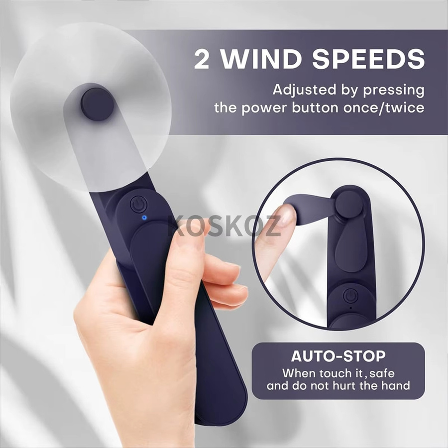 Koskoz 2-in-1 Mini Handventilator, tragbarer faltbarer USB-Ventilator in Blau - Bild 4