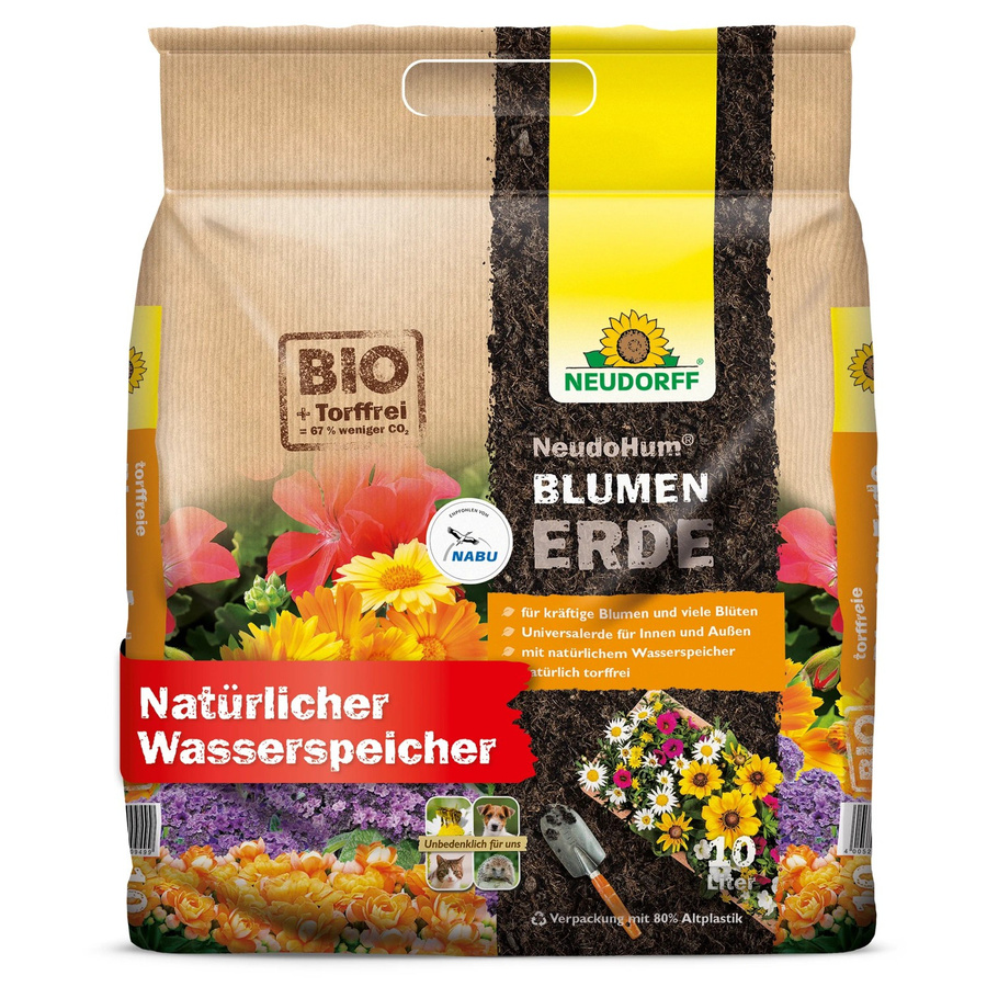 Neudorff NeudoHum Blumenerde für Zimmerpflanzen, Balkonpflanzen und Terrassenpflanzen, 10 l - Bild 3