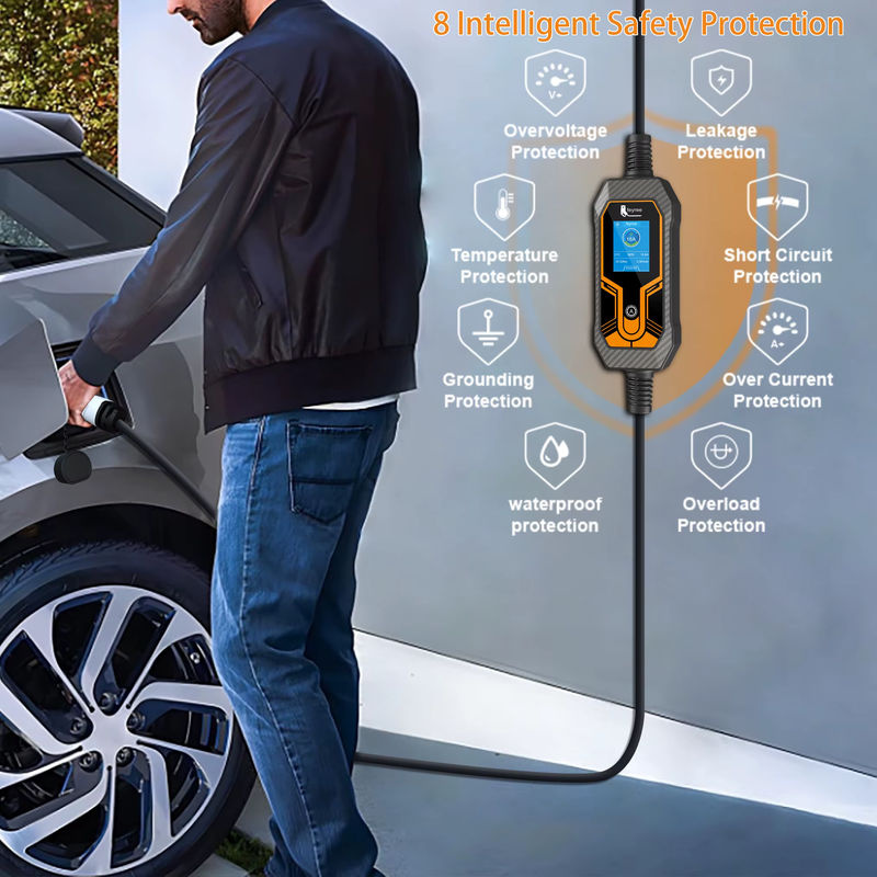 Feyree Tragbares EV-Ladegerät Typ2 11kW 16A 3-Phasen EVSE-Ladebox mit einstellbarem Strom und CEE-Stecker in Schwarz - Bild 5