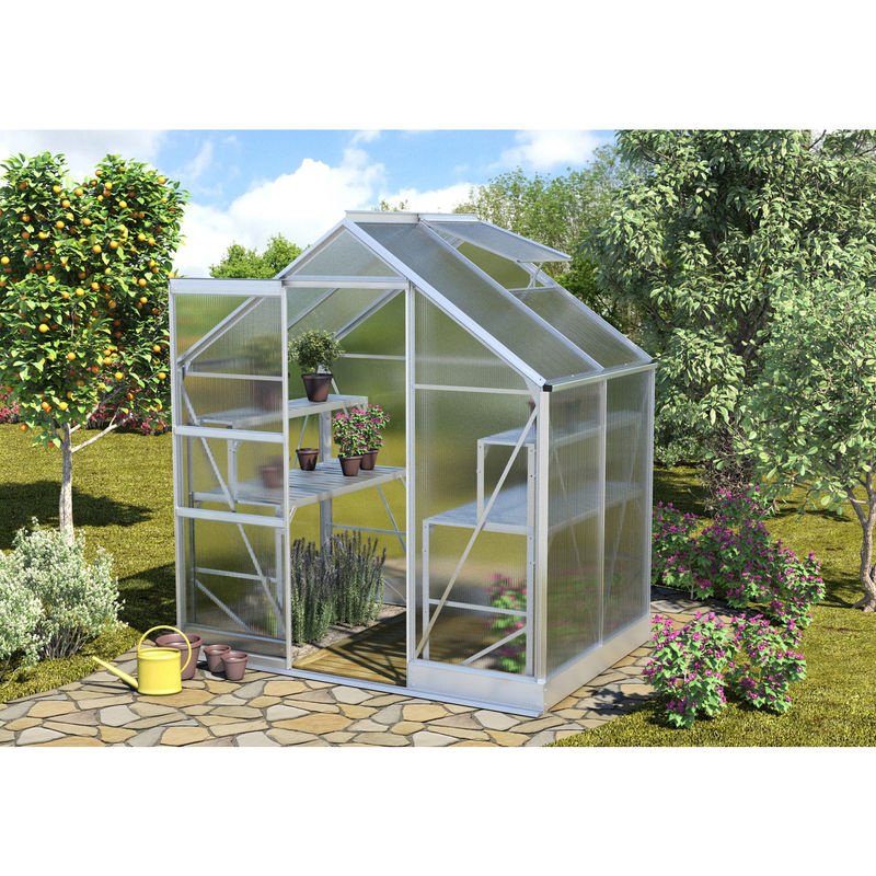 Vitavia Gewächshaus Apollo 2500 aus eloxiertem Aluminium mit 6 mm HKP, 2,5 m² in Silber - Bild 3