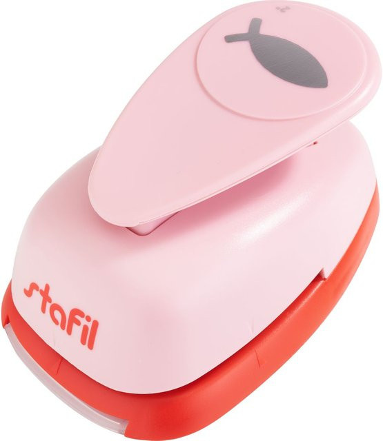Stafil Motivlocher Fisch in Pink mit 4,5 cm Durchmesser aus Kunststoff und Metall - Bild 1