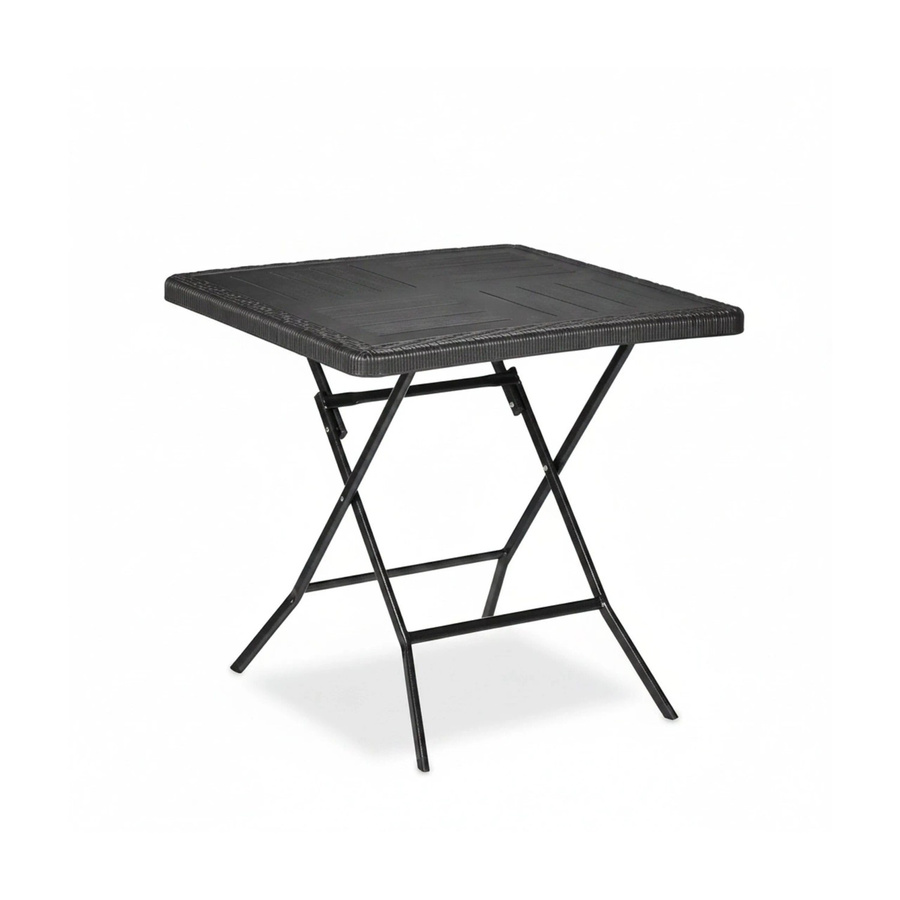 Relaxdays Klappbarer Gartentisch in Holzoptik, Schwarz, B/T/H: 74 x 78 x 78 cm - Bild 2