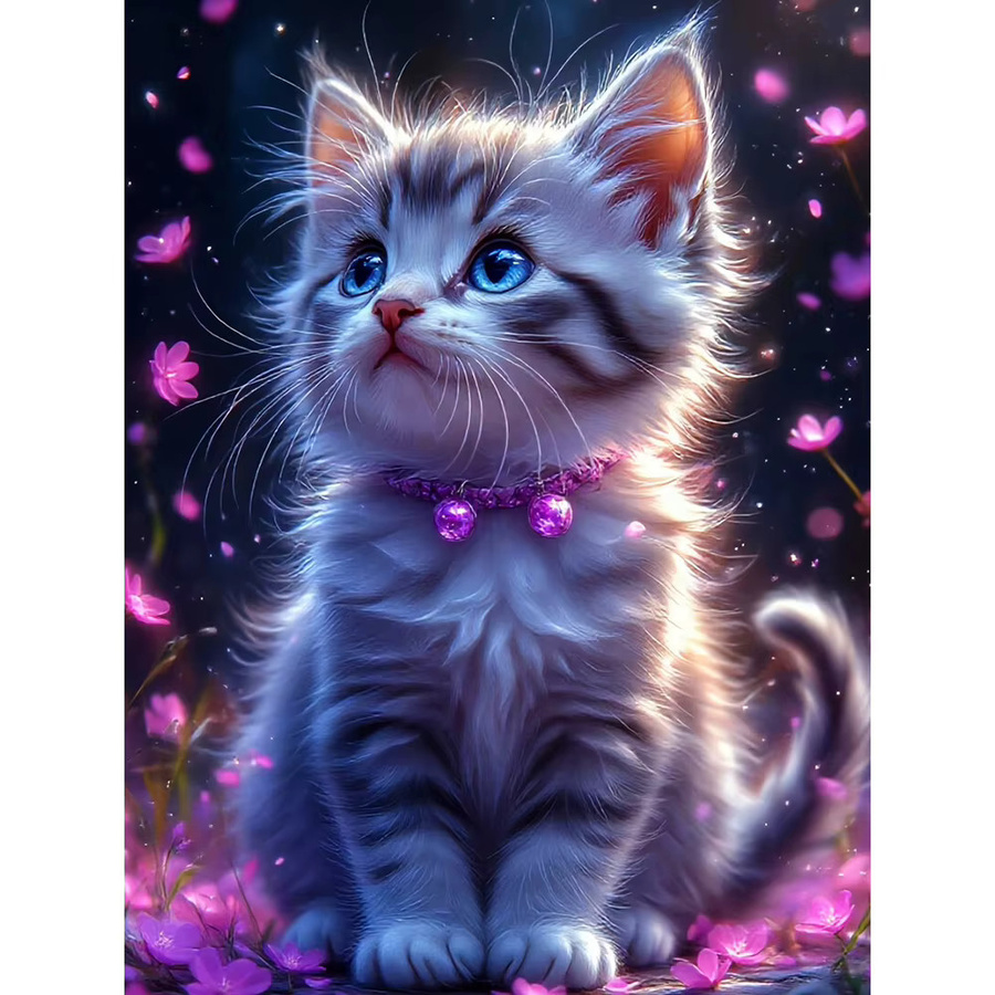 Evershine Diamantmalerei DIY Kit Katze mit Blumen als 5D Mosaik Stickerei in Multicolour, B/H: 30 x 30 cm - Bild 4