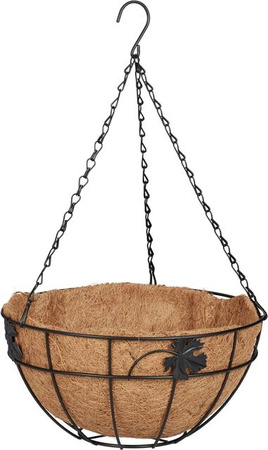 Relaxdays Blumenampel 3er Set aus Eisen und Kokosfaser in Schwarz, B/H: 48 x 31 cm