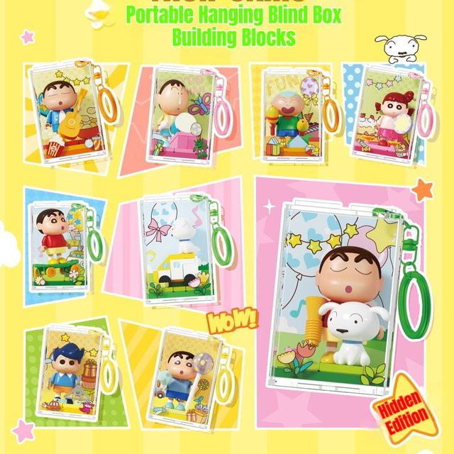 AREAX Crayon Shin Chan Baustein-Blindbox, Cartoon-Schlüsselanhänger, Taschenanhänger - Bild 1