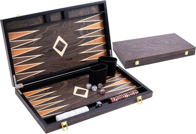 ENGELHART Luxus-Backgammon, Brettspiel, Strategiespiel, braun, Holz - Bild 1