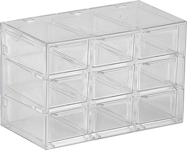 TOMTOP JMS Desktop Storage Box mit 9 Fächern, transparent, platzsparende Schubladenbox aus Kunststoff - Bild 1