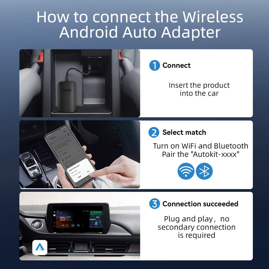 CarlinKit Kabelloser Android Auto Adapter in Schwarz für Plug-and-Play Konvertierung von kabelgebundenem zu kabellosem Android Auto mit OTA-Updates - Bild 4