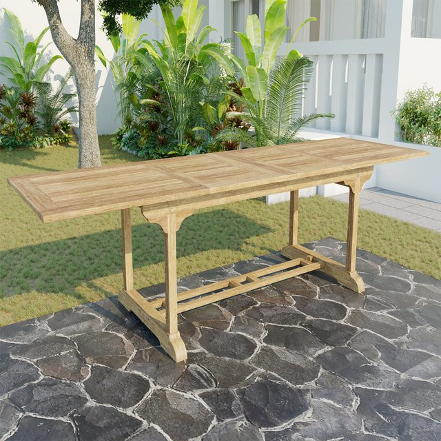 OUTFLEXX Ontario Ausziehtisch aus Teakholz in Braun für Garten und Terrasse, B: 195 bis 295 cm, T: 90 cm, H: 75 cm - Bild 1