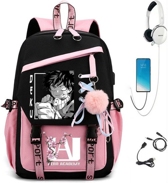 3-teiliges Schulrucksack-Set in Schwarz aus Oxford-Stoff mit großem Fassungsvermögen inklusive Federmäppchen und Schultergurt - Bild 1