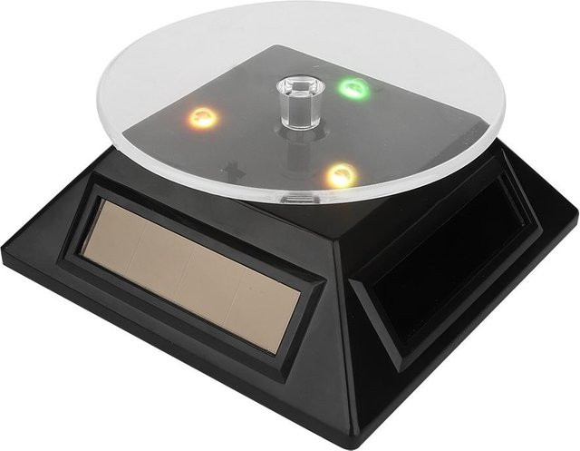 Drehender LED Schmuckständer mit Solarbetrieb und Display für Uhr, Telefon und Make-up in Grau - Bild 1
