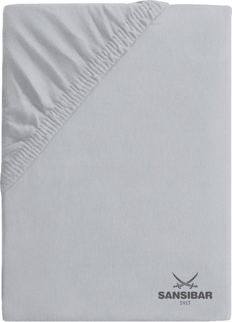 Spannbettlaken SANSIBAR Jersey aus Baumwolle, Farbe: Weiß/Silber, B/T: 100 x 200 cm - Bild 1